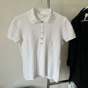 White Short Sleeve Knit Polo Shirt